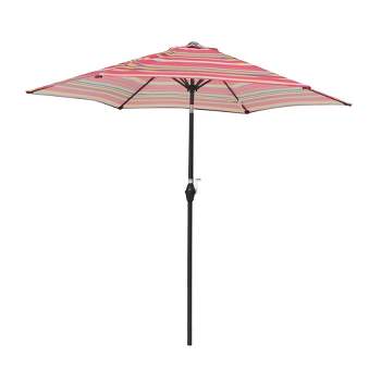 Wellfor 9' Hexagon Outdoor Beach Umbrella Red Stripes
