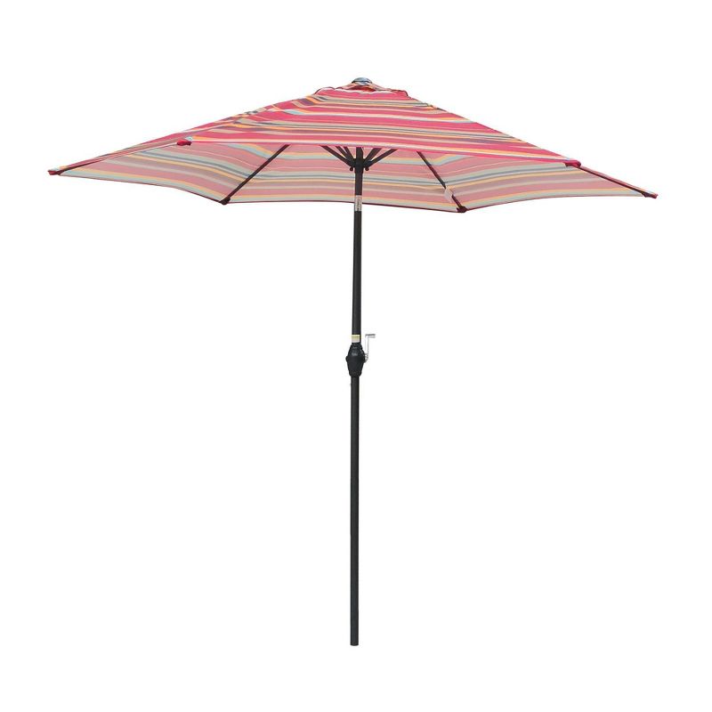 Wellfor 9&#39; Hexagon Outdoor Beach Umbrella Red Stripes, 1 of 7