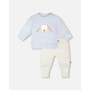 Deux par Deux Boy Organic Cotton Pant and Top Set Light Blue - 1 of 4