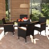 vidaXL Patio Dining Set Outdoor Dining Set Table and Chair Set Poly Rattan - Black and brown 31.5" table length 4 Piece - 2 of 4