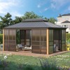 EROMMY 16 Ft. W X 12 Ft. D Outdoor Hardtop Gazebo, Double Top Galvanized Steel Roof Aluminum Sunroom - 4 of 4