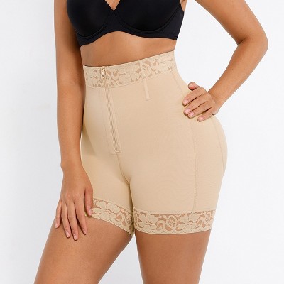 Feelingirl Women's Front Zipper Butt Lifter Tummy Control Shapewear Shorts