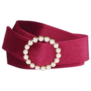 Elerevyo Women Faux Pearl Buckle Vintage Velvet Wide Cinch Belts Waistband for Dress 1 Pc - 1 of 4