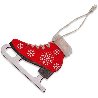 Festive Wooden Ice Skates Christmas Tree Ornaments Set