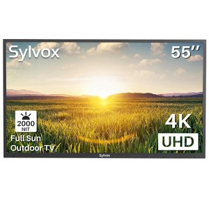 SYLVOX Outdoor TV, 55" Full Sun Outdoor Smart TV, 2000nits 4K UHD HDR, IP55 Waterproof Outside TV Built-in APP, Support WiFi Bluetooth(Pool Series) - 1 of 4