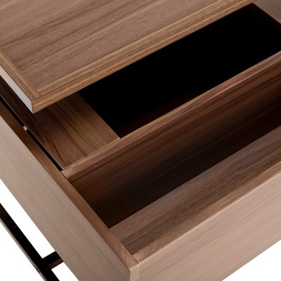 Kristie Dark Oak and Black Square Lift-Top Coffee Table