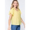 Slickblue Short Ruffle Sleeve V-Neck Woven Top, Lightweight Polyester, Casual or Dressy, Lemon, S - 3 of 4