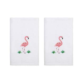 Avanti Linens Flamingo Paradise Fingertip Towel 2 Pack - White Optic