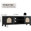 65-inch Bohemian-style TV stand with wicker door - Wooden entertainment center with two cabinets and adjustable shelves, suitable for living rooms - 2 of 4