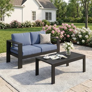Heynemo All-Aluminum Outdoor Conversation Set with Cushions and