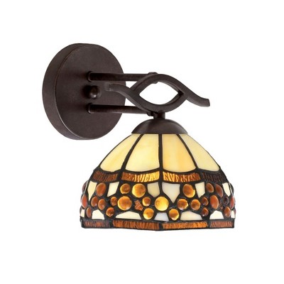 Toltec Lighting Revo 1 - Light Sconce in  Dark Granite with 7'' Roman Jewel Art Glass Shade