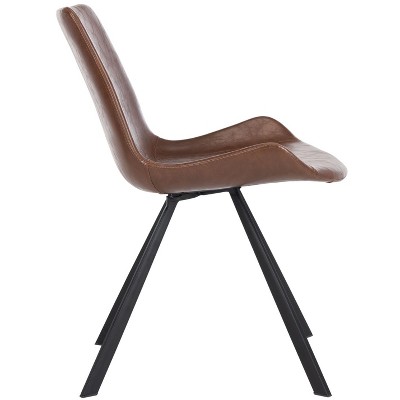 Transitional Wood and Faux Leather Side Chairs in Light Brown, Set of 2