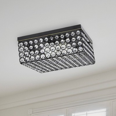 Elipse 12" Crystal and Bronze Elegant Flushmount Light