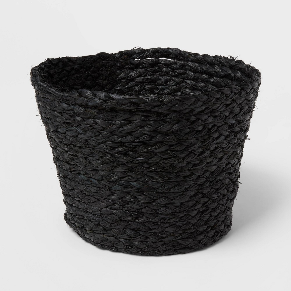 Round Braided Rafia Basket Black - Brightroom™