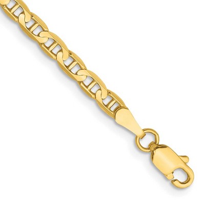 Black Bow Jewelry 10k Yellow Gold 3mm Solid Concave Anchor Chain Bracelet