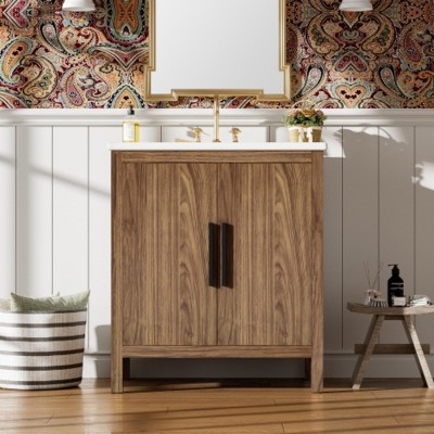 30 Inch Wooden Bathroom Vanity Storage Cabinet with Single Sink