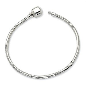 Black Bow Jewelry Sterling Silver 3mm Snake Chain Starter Bead Charm Bracelet - 1 of 4