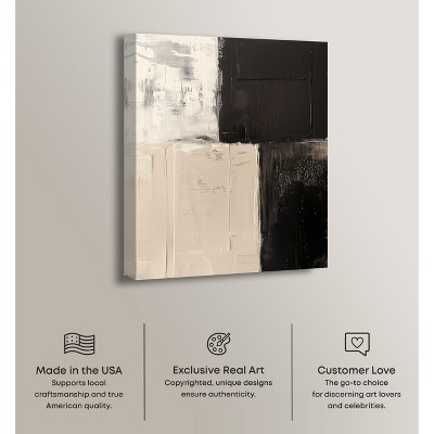 Black and Beige Abstract Canvas Wall Art, 16" x 20"