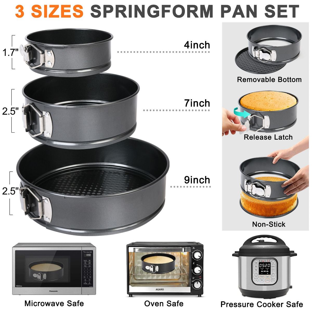 LotFancy Cake Decorating Kit, Cake Baking Supplies Set with Rotating Turntable, 3 Springform Pans - thumbnail 2
