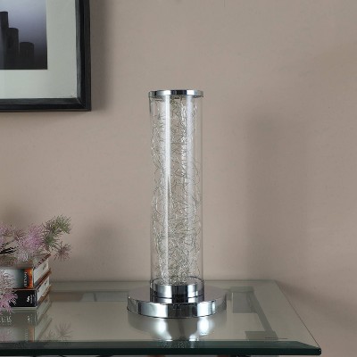 16" Modern White LED Column Table Lamp with Exposed Rope Design