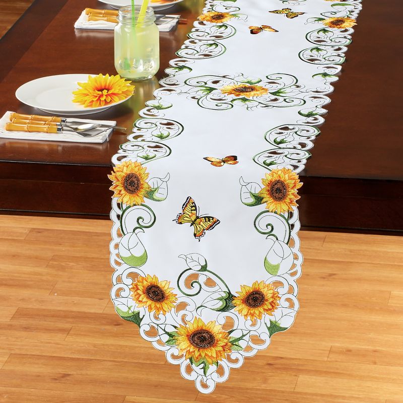 Collections Etc Embroidered Sunflower Blooms and Butterflies Table Linens, 2 of 4