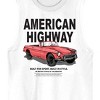 Car Fanatic American Highway Crew Neck Sleeveless Men's White Tank Top - 2 of 3