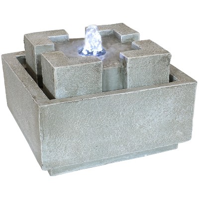 Sunnydaze Indoor Home Office Decorative Square Dynasty Bubbling Tabletop Water Fountain Feature - 7"