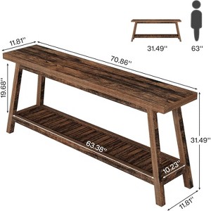 Gulches Farmhouse 70.9" Console Table, 2-Tier Entryway Sofa Table, Brown - 1 of 4