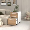 Versatile under-desk storage with 5 casters¡ªthree lockable drawers hold letter/legal files in sleek, waterproof black steel. - 3 of 4