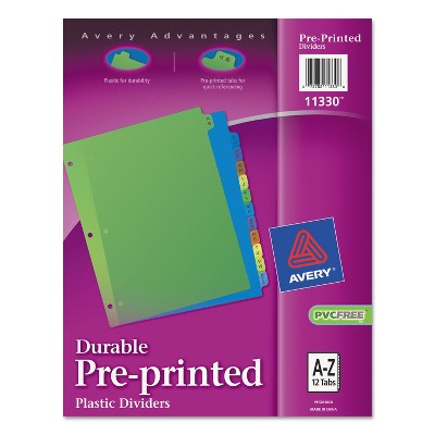 Avery Preprinted Plastic Tab Dividers 12-Tab Letter 11330