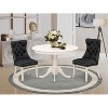 3-Piece Linen White Finish Solid Wood Top-Round Upholstered Dining Room Set-Seats 4 - 2 of 4