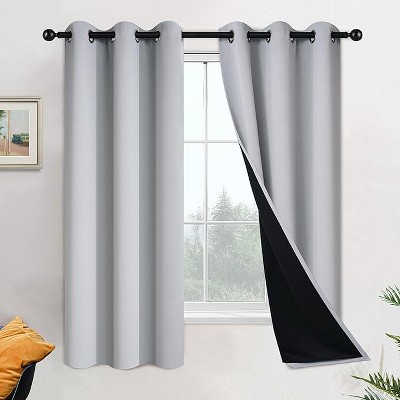Yakamok Room Darkening Thermal Insulated Blackout Curtains for Bedroom (42Wx63L,Light Grey, 2 Panels)
