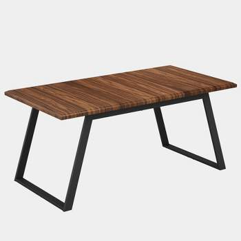 Tribesigns 63-inch Dining Table for 6, Large Wood Kitchen Table, Rectangular Dinner Table with Metal Legs for Dining Room, Kitchen