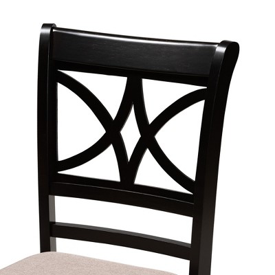 Brooke Beige Fabric and Dark Brown Wood 5-Piece Dining Set