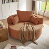 1pc Oversized Swivel Lounge Chair, Chenille Upholstered Barrel Seat with Removable Pillows, No Legs Needed - Coolbibila - 2 of 4