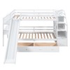 YOOCOZZ Twin over Twin Bunk Bed with Storage Staircase, Slide, Desk with Drawers and Shelves - 3 of 4