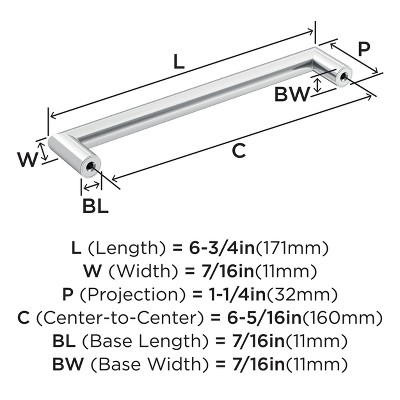 Polished Chrome 6.75" Modern Bar Pull with Mounting Hardware