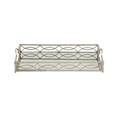 Elegant Silver Rectangular Glass Serving Tray