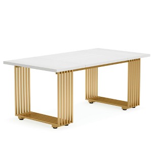 Resenkos Computer Desk, Office Desk, Study Desk,70.9" Executive Desk, Modern Office Computer Desk Conference Table,White & Gold - 1 of 4