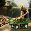 VEVOR 900 Lbs Steel Garden Cart on Wheels, Heavy Duty Pullable Garden Wagon Yard Cart, Outdoor Metal Utility Wagon with 10" Tires, Green - 2 of 4