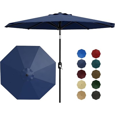9FT Patio Umbrella Outdoor, Market, Table Umbrella with Push Button Tilt and Crank, 8 Sturdy Ribs for Garden, Pool, Deck, Backyard