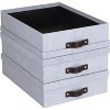 Bigso Oskar Canvas Fiberboard Document Letter Box - File Organizer Box for Paperwork with Handle - Document Storage - 3 Pack - Blue - 4 of 4
