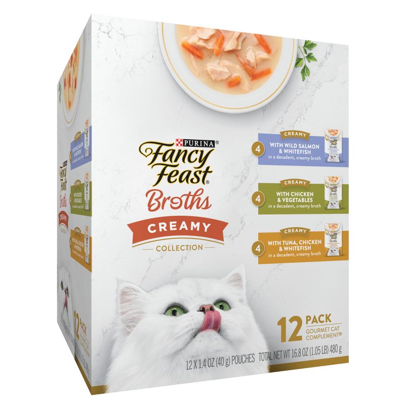 Fancy Feast Broths Creamy Vegetable, Chicken, Tuna, Salmon, Shrimp and Seafood Collection Wet Cat Food Complement - 1.4oz/12ct, 5 of 9