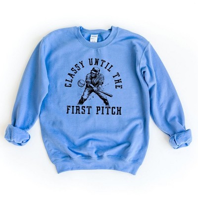 Simply Sage Market Women's Graphic Sweatshirt Classy Until First Pitch