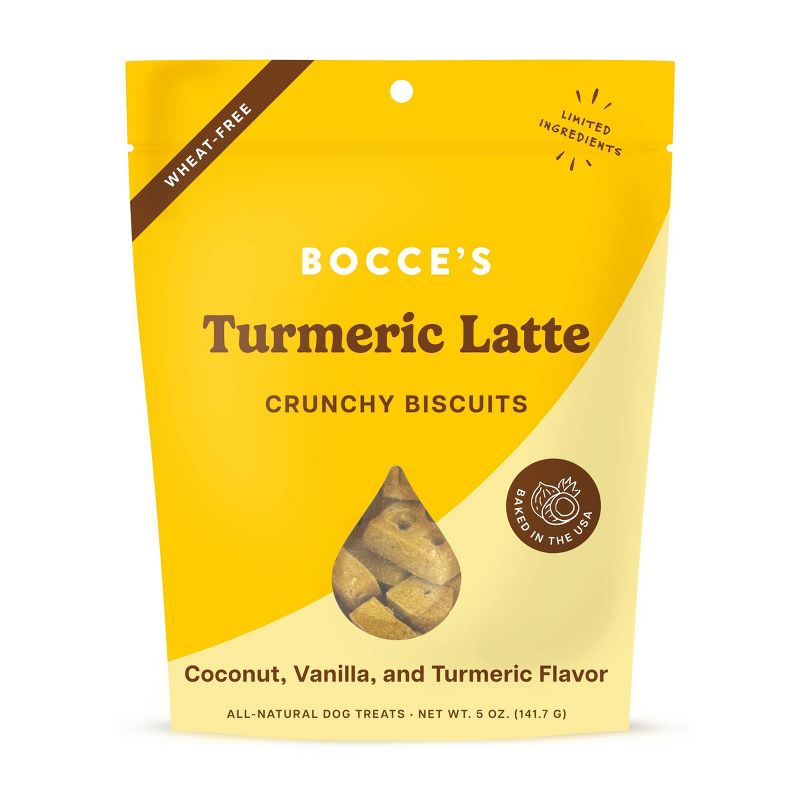 Bocce&#39;s Bakery Turmeric Latte with Vanilla, Banana and Coconut Flavor Dog Treats - 5oz, 1 of 4