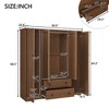 4-Door Wardrobe Armoire Closet with 2 Drawers, Spacious Storage for Bedroom, Living Room, White/Brown - ModernLuxe - 4 of 4