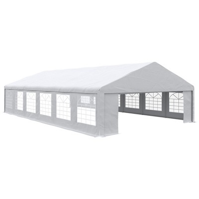 Outsunny 23' x 39' Large Outdoor Carport Canopy Party Tent with Removable Protective Sidewalls & Versatile Use, White