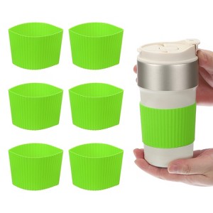 Unique Bargains Silicone Protective Heat Resistant Non Slip Coffee Cup Sleeve 6 Pcs - 1 of 4