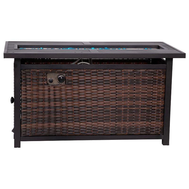 Flash Furniture Outdoor 50,000 BTU Fire Table with Steel Top and Wicker Base-Black/Espresso, 1 of 14