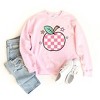 Simply Sage Market Women's Graphic Sweatshirt Checkered Apple Stars - 3 of 4